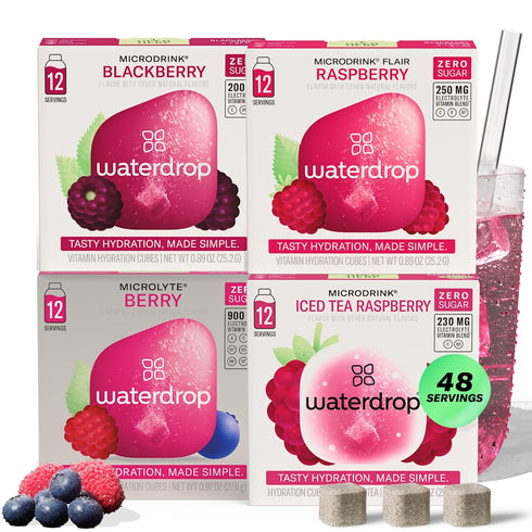 Waterdrop Hydration Cubes Mixed Berry Variety Pack, Zero Sugar Electrolyte & Vitamin