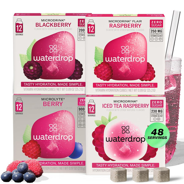 Waterdrop Hydration Cubes Mixed Berry Variety Pack, Zero Sugar Electrolyte & Vitamin