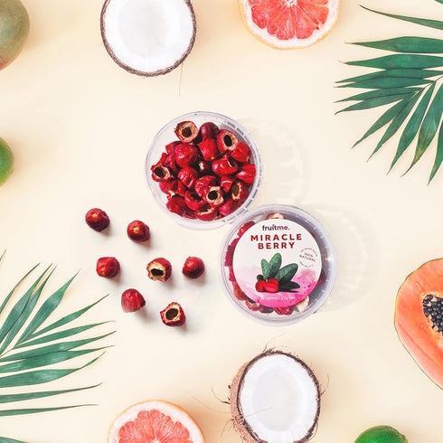 Fruit Me 30 Miracle Berry Whole Fruit - Gently Dried Miracle Fruit Seedless Halves - Sweeten Those Sour Moments