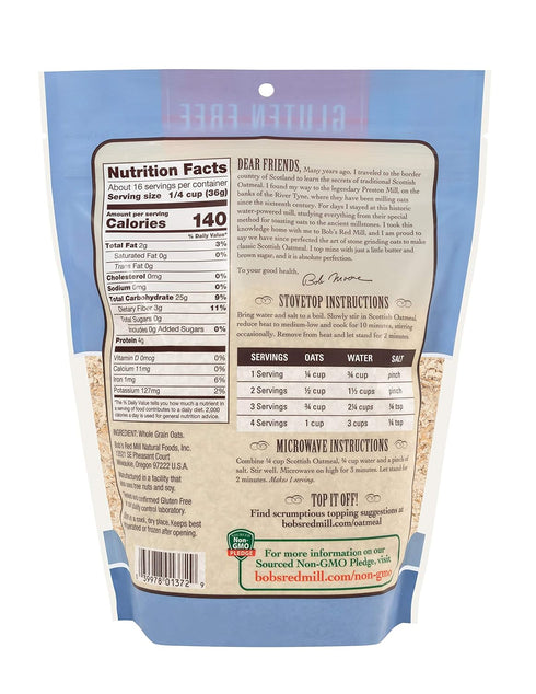 20-ounce (Pack 4) Bob's Red Mill Gluten Free Scottish Oatmeal