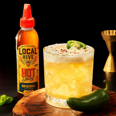 9 oz, Local Hive Original Hot Honey Sweet & Spicy, Natural Raw Honey with Hot Pepper Blend for Drizzling, Dipping