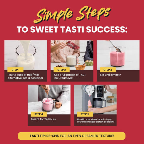 TASTI 25g 0g High-Protein Ice Cream Mix - Strawberry Flavor Low Sugar Ice Cream Powder - Made for Ninja Creami, Soft