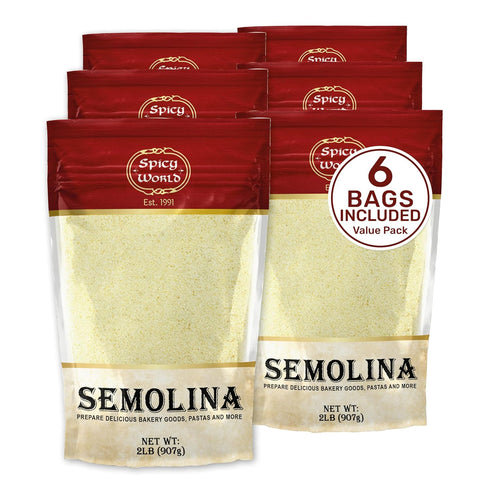Spicy World Semolina Flour 2 LB (Pack of 6) - Bulk Semolina For Pasta