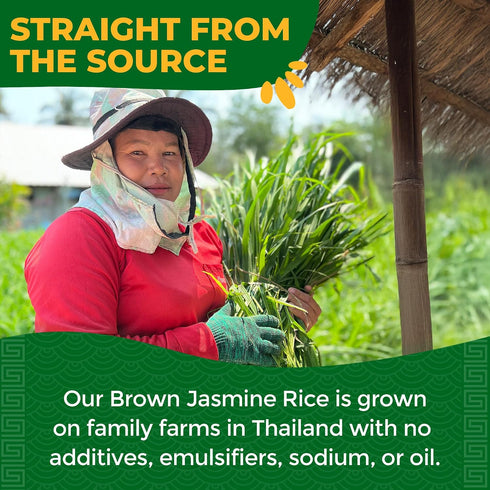 8 Oz (Pack 6) Lotus Foods Organic Brown Jasmine Rice Heat & Eat Pouch - Jasmine Rice, Gluten Free Brown Rice, Organic