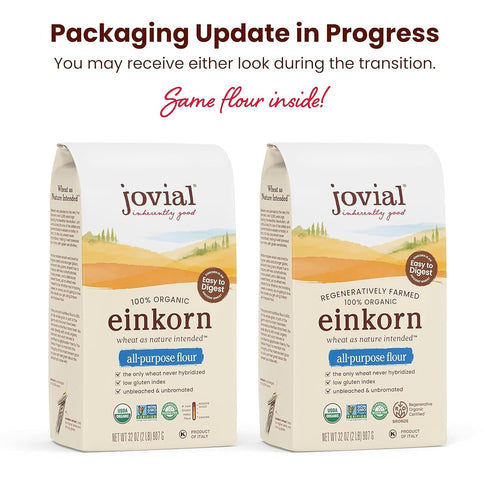 32 Oz, 4 Pack Jovial Organic Einkorn Unbleached All Purpose Flour - Bread Baking Flour for Sourdough, High Protein