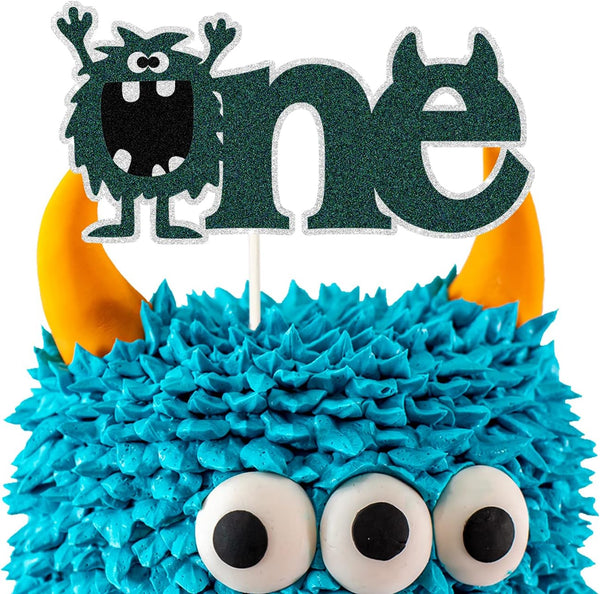 One Cake Topper Green Monster, Handmade 1st Birthday Cake Decor, Wedding Anniversary Baby Decoration