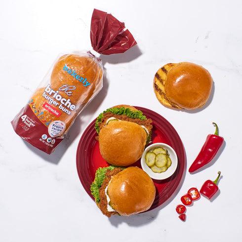Pack 4, 4-Count (16 bakerly, Sriracha Brioche Burger Buns, Pre-Sliced, of Total Brioche Burger Buns)