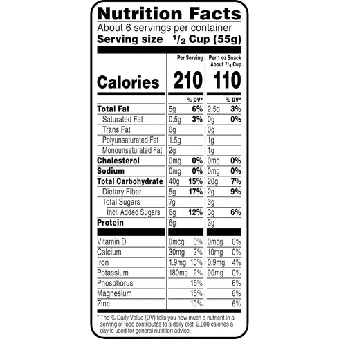 (6 Bear Naked Granola Cereal, Whole Grain Granola, Breakfast Snacks, Vanilla Almond Crisp Bags)