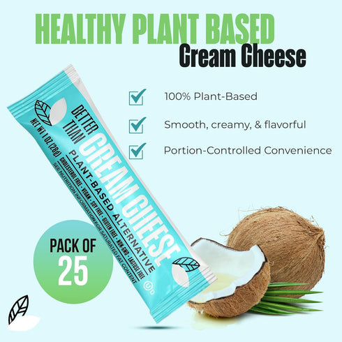 50 1oz Dairy Free Vegan Cream Cheese Spread Plant-Based, Lactose Free, Allergen-Free, Non-Dairy Cheese Smooth