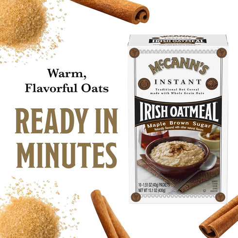 10 Packets McCann's Instant Irish Oatmeal, Maple & Brown Sugar