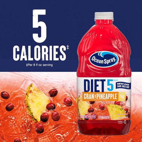64 Oz Ocean Spray Diet Cran-Pineapple Cranberry Pineapple Juice Drink, Fl Bottle