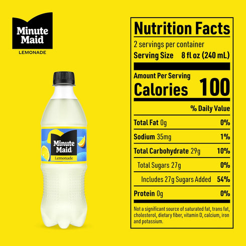 16.9 oz, 6 Pack Minute Maid Lemonade Made w/Real Lemons, fl