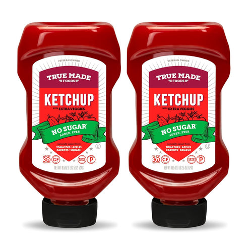 True Made Foods - No Sugar Added Ketchup - Condiment Squeeze Bottles