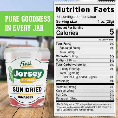 Jersey Pickles - Sun Dried Tomatoes Julienne Cut in Olive Oil (Quart) Pickled Vegetable Handcrafted Gourmet Tomatoes