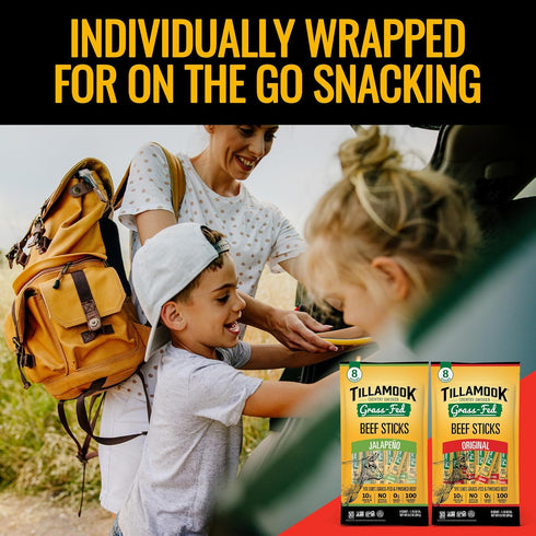 Country 100% 1.15 (Pack 8) 30 Tillamook Smoker Grass Fed Beef Sticks, Zero Sugar, Original, Ounce of Whole Approved