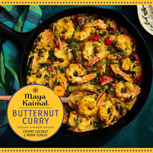 Simmer Simmer Maya Kaimal Butternut Curry Sauce, Mild Indian Sauce with Creamy Coconut and Warm Ginger, Vegan, Dairy