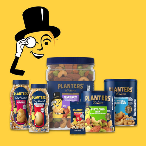 8.5 oz PLANTERS Deluxe Salted Whole Cashews, Party Snacks, Plant-based Protein, Canister