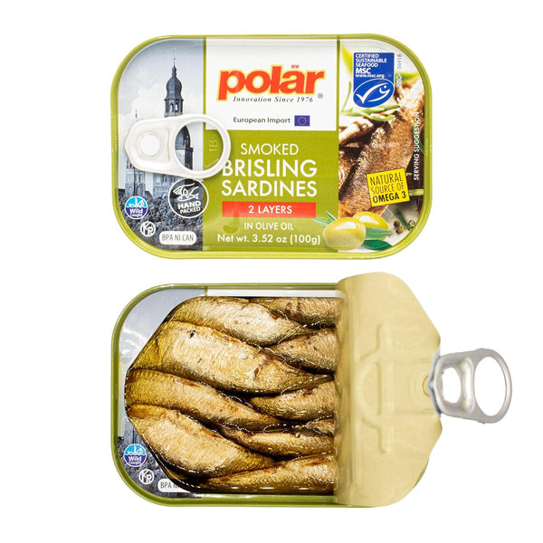 MW Polar Brisling Sardines, Smoked in Olive Oil, 3.52 Ounce (Pack of