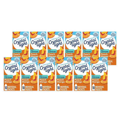 Crystal Light On The Go Peach Mango With Caffeine Drink Mix, 10-Packet