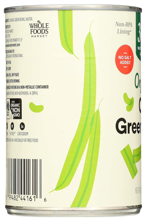365 14.5 (Pack 4) by Whole Foods Market, Organic Cut Green Beans, No Salt Added, Ounce