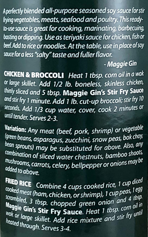 MAGGIE GIN'S 6 13 oz. Traditional Stir Fry Sauce | All-Natural | Low Sodium Marinade | x bottles by Maggie Gin