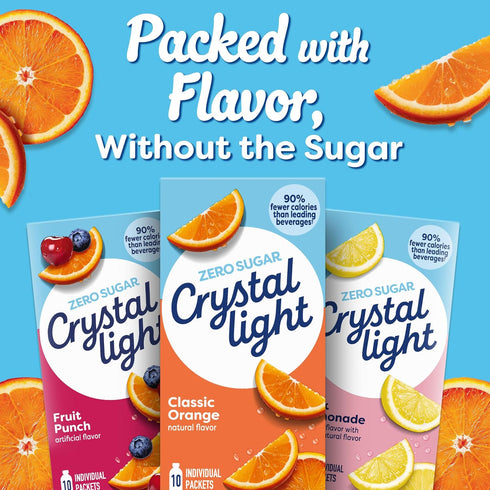 10 2 Crystal Light On The Go Sunrise Classic Orange Drink Mix, ct, pk