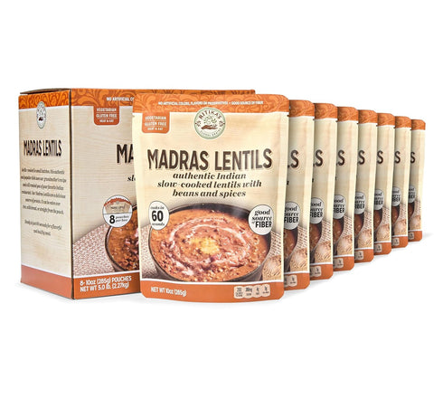 Ritikas Global Grains Madras Lentils, Authentic Indian Slow-Cooked Lentils with Beans and Spices, Ready to