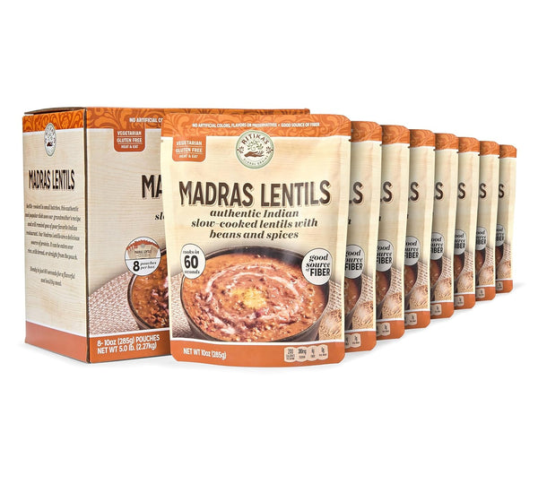Ritikas Global Grains Madras Lentils, Authentic Indian Slow-Cooked Lentils with Beans and Spices, Ready to