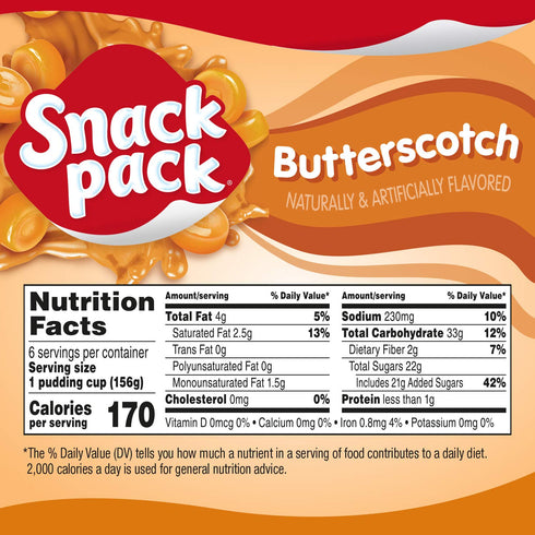 Snack Pack 5.5 oz., 6-Count (Pack 8) Super Size Butterscotch Flavored Pudding Cups