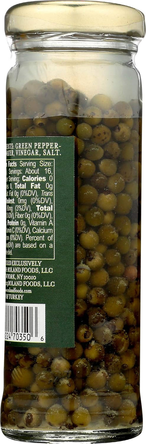 3.55 oz Roland Foods Green Peppercorns in Vinegar, Specialty Imported Food, fl