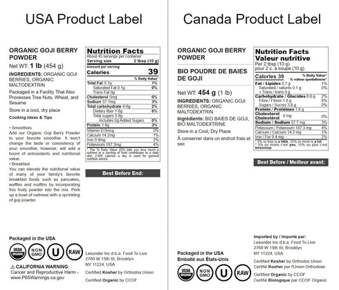 1 Food to Live Organic Goji Berry Juice Powder, Pound Non-GMO, Kosher, Vegan, Bulk, Contains Maltodextrin