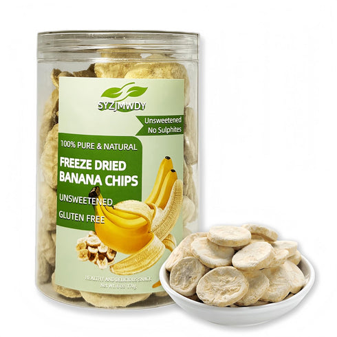 SYZJMWDY Freeze-Dried Banana Slices | Pure Fruit Snack | Crunchy Travel Essentials |