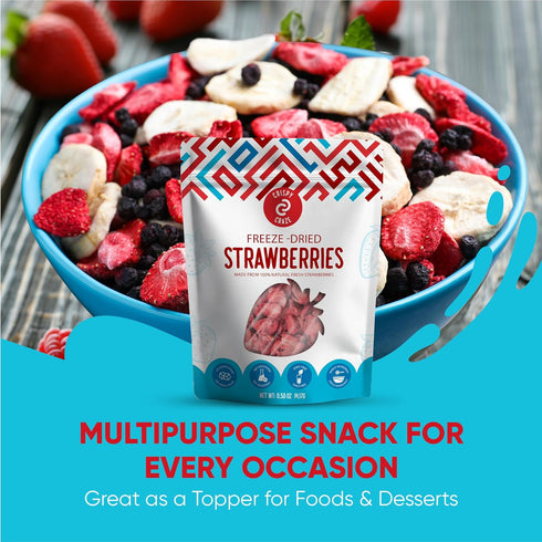 Crispy Craze (24 0.52 oz 100% Freeze Dried Strawberries Snack Sized Bags, Each), Sliced Strawberry Fruit Crisps, Non