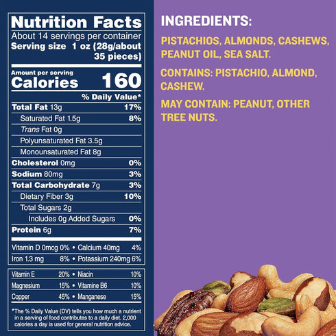 14.5 Oz PLANTERS Deluxe Pistachio Mix, Party Snacks, Plant-Based Protein, Canister