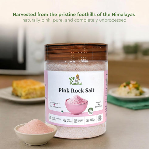 RASIKA OVERSEAS 2 lb Pink Himalayan Salt Fine Coarse Crystal, Jar Pure Unrefined Pink Salt, Natural, Kosher
