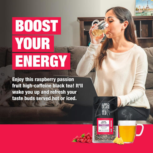 200 16oz Tiesta Tea - Passion Berry Jolt, Loose Leaf, Raspberry Passion Fruit Black Tea, Premium Blend, Caffeinated