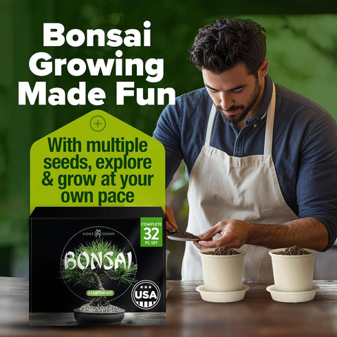 4 Bonsai Tree Kit Gifts for Men & Women - Grow Bonsai Trees - Unique Gardening Crafts for Adults, DIY Hobbies for Plant