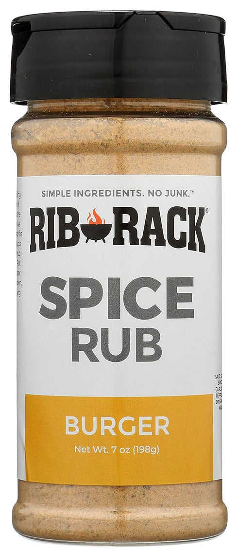 Rib Rack Dry Spice Rub - Burger, 7.0 oz. - Meat Seasoning for BBQ, Grill, Smoker