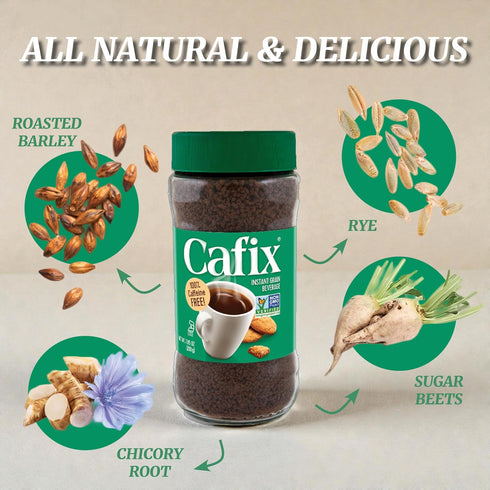 7.05oz (Pack 1) Cafix All Natural Instant Chicory Coffee Alternative, Great-Tasting, Rich and Bold, Zero Caffeine - Jar