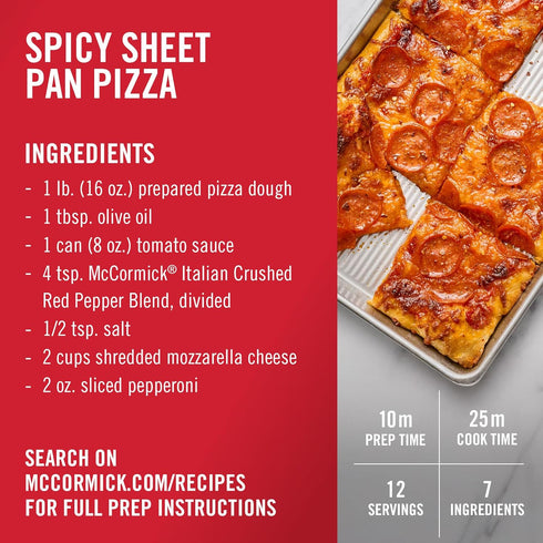 2.64 oz McCormick Seasoning, Crushed Red Pepper & Italian Herbs, Robust Italian Seasoning for Garlic Bread, Pasta, Dip