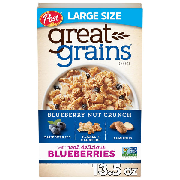 Great Grains Blueberry Nut Crunch Blueberry Cereal, Heart Healthy Cereal With Dried Blueberries and