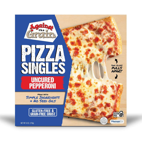 Against The Grain Uncured Pepperoni Pizza Singles, Gluten-Free, Grain-Free, Seed Oil-Free, Single Serve Pizza, Frozen,