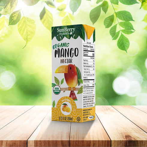 32 Pack (6.75 oz) Sunberry Farms Organic Mango Nectar Juice Boxes fl Organic Mango Juice Drinks, All Natural, Real