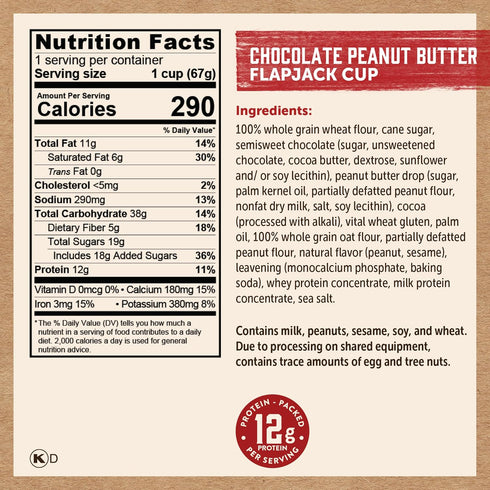 2.5 (Pack 12) Kodiak Cakes Pancake On the Go, Chocolate Peanut Butter, Ounce