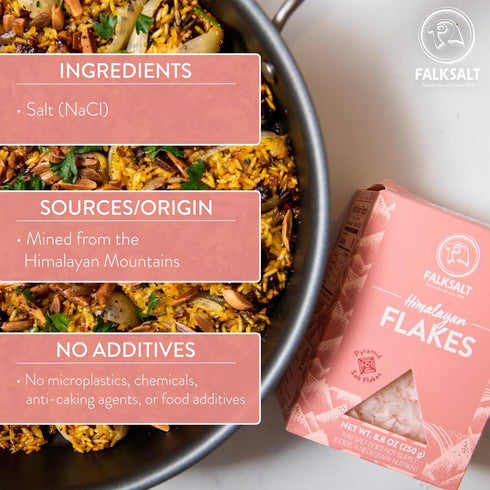 (8.8 oz) Falksalt - Pink Himalayan Salt Flakes, Handcrafted, Kosher, and All Natural Gourmet Finishing Salt