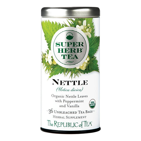 The Republic of Tea Organic Nettle SuperHerb Tea Tin, 36 Herbal Tea Bags, Naturally Caffeine-Free