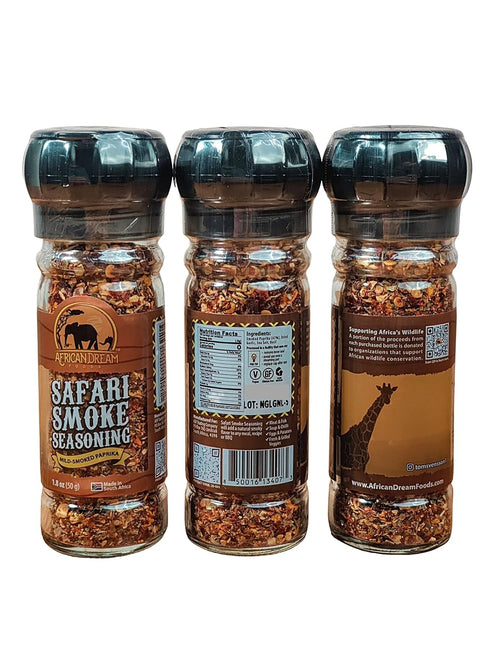 Safari Smoke Seasoning by African Dream Foods | All-Natural Smoky Seasoning | Smoked Paprika, Garlic, Basil, Sea Salt |