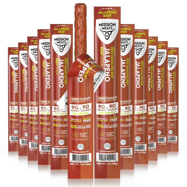 Mission Meats Beef Sticks 100% Grass Fed & Pasture Raised, Sugar Free,