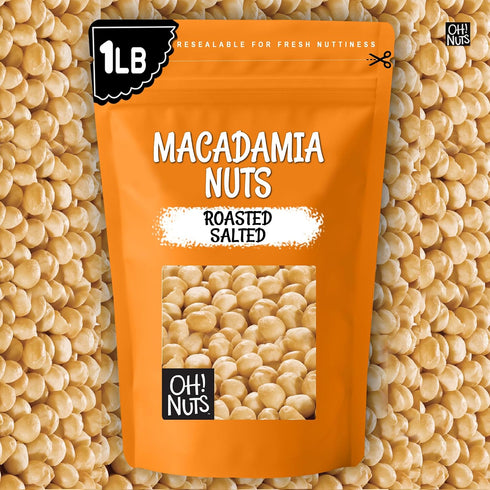 1 lb Oh! Nuts Roasted Salted Macadamia - - Macadamia Nuts Salted - Premium Roasted Macadamia