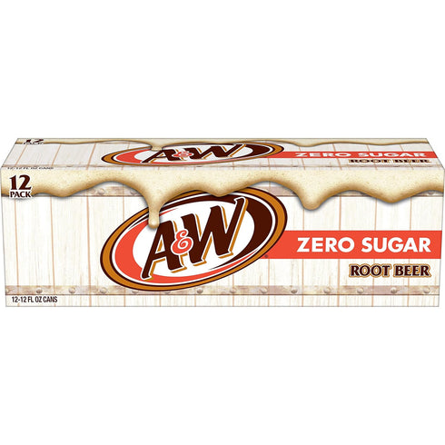 12 oz. 12 Pack (Pack 2) A&W Zero Sugar Root Beer Soda, fl. Cans